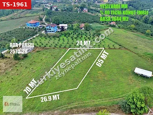 GÜRKAN GAYRİMENKUL YEŞİLVADİ MH. %40 İMARLI 1644M² ARSA